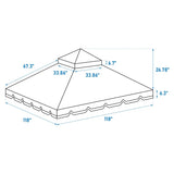 10x10 Ft Outdoor Patio Gazebo Replacement Canopy,Double Tiered Gazebo Tent Roof Top Cover Only Great W419P198360