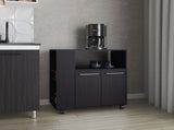 Wengue Kitchen Cart with Microwave Shelf and Open Storage B062P290275