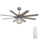 52-Inch Large Ceiling Fan With 8 Plywood Walnuted Blades,Quiet DC Motor,Glass Lampshade,3 W934P359532