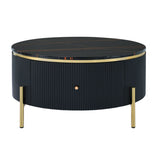 ZNTS Modern Round Coffee Table with 2 large Drawers Storage Accent Table WF311606AAB