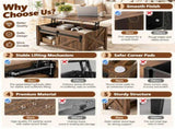 Lift Top Coffee Table with Sliding Barn Door, Farmhouse X Side Design, Hidden 37501778