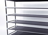 Simple Assembly 10 Tiers Non-woven Fabric Shoe Rack with Handle Black 09118924