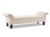 Kathy Roll Arm Entryway Accent Bench, Sky Neutral Beige Polyester B2719P238171