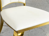 Dining Chairs Set of 2, Modern PU Leather Upholstered Chairs with Gold Stainless Steel Legs, Petal W2723P304375