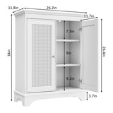 White two door rattan storage cabinet with adjustable partition, medieval modern independent buffet W1706P280678