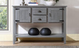 48'' Solid Wood Sideboard Console Table with 2 Drawers and Cabinets and Bottom Shelf, Retro Style W120270245