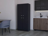 Black Pantry Cabinet with 4 Doors and 5 Hidden Shelves B062P193660