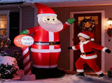 8.2FT Lighted Christmas Inflatable Decoration, Inflatable Santa with North Pole Road Sign, Funny 52233352