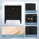 30" Bathroom Vanity with Sink, Two Doors with Shelf, Soft Close Door Hinges, Vintage Style, Black N759P226000B