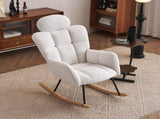 055-Teddy Fabric Upholstered Nursery Rocking Glider Chair Modern Accent Armchair Padded Seat with W527P228306