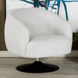 ZNTS Beige and Matte Black Upholstered Swivel Accent Chair B062P145618