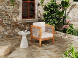 Acacia Wood Outdoor Club Chair with Beige Rope Arm and Beige Cushions,400 lbs Capacity N779P359687B