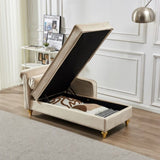 Modern Upholstery Chaise Lounge Chair with Storage Velvet W1097102811