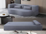 2-in-1 Convertible Sofa Bed, Full Size Folding Loveseat Couch with Soft Teddy Fabric, No Assembly W3163P322890