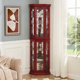 Corner Curio Cabinet Lighted Corner Display, Display Shelf Shelving Bar cabinet with Tempered W2275P177189