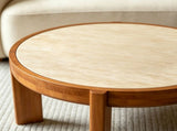 31.5" Round Coffee Table, Solid Wood Frame Coffee Table with Sintered Stone Tabletop, MidCentury W3158P534694