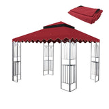 10x10 Ft Outdoor Patio Gazebo Replacement Canopy,Double Tiered Gazebo Tent Roof Top Cover Only wavy W419P198352