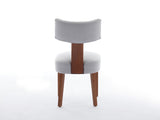064-Set of 2 Linen Fabric Modern Armless Dining Chairs With Curved backrest and Solid Wooden Legs 42256414