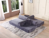 Convertible Sleeper Sofa Bed with Cylindrical Pillow - Corduroy Folding Mattress Couch with W3199P277911