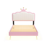 ZNTS Twin size Upholstered Princess Bed With Crown Headboard,Twin Size Platform Bed with Headboard and WF315552AAH