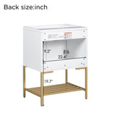 ZNTS 24" Bathroom Vanity with Sink, Bathroom Vanity Cabinet with Two Doors and Gold Metal Frame, Open WF306257AAK