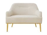 Modern Accent Chair Upholstered Armchair Single Sofa Chair with Curved Backrest and Gold Metal Legs N763P360684A