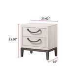 1pc Unique Design Contemporary Sleek Beige White Finish Nightstand 2- Drawers Storage Bedroom Wooden B011P266093