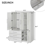 4 Door Wardrobe Armoire Closet with 3 Drawers, White 43584069