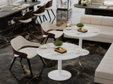 Round Modern Dinning Table 31.5 inches Bistro Table Tulip Table with Faux Marble top,Easy W3316P457298