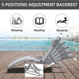 Pool Lounge Chairs Set of 3, Adjustable Aluminum Outdoor Chaise Lounge Chairs with Metal Side Table, W1859109828