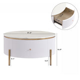 Modern Round Coffee Table with 2 large Drawers Storage Accent Table N735P211280K
