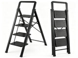 4 Step Folding Step Ladder, 330 lbs Heavy-Duty Metal Step Stool with Reinforced X-Structure, 66749847