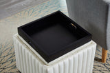18 Inch Wide Contemporary Square CubeStorage Ottoman Bench, Storage Bench with coffee tray,coffee W2082130356
