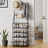 ZNTS 5-layer shoe rack, suitable for entrances, narrow shoe racks, jackets, and shoe racks, with 8 hooks 24760479