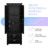 ZNTS Tall Storage Cabinet with Two Drawers for Bathroom/Office, Black WF299284AAB