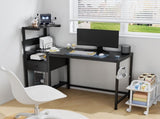 Computer Desk with Power Outlet & Storage Shelves, Study Writing Table with USB Ports Charging 20137043