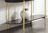 Gorgeous Dark Walnut Finish 1pc Sofa Table White Faux Marble Top Living Room Side Table Open Bottom B011P184954