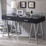 Black High Gloss and Chrome 2-Drawer Writing Desk B062P209202