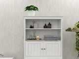 Over The Toilet Rack 2 -Tier Toilet Bathroom Spacesaver Storage Shelf with 2 Doors Wood Storage W282P423742