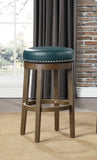 Round Swivel Bar Stools Set of 2, Green Faux Leather 360-degree Swivel Seat Nailhead Trim Solid Wood B011P201568