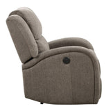 Modern Living Room Furniture 1pc Power Reclining Chair Brown Chenille Upholstery Plush Seating Solid B011P256234