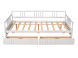 Full Size Daybed Wood Bed with Two Drawers,White 67032635