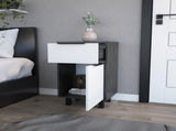 Smokey Oak and White 1-Drawer Nightstand B06280711