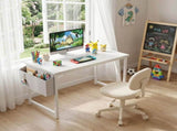 47" Home Office Desk for Small Spaces, Computer Desk with Storage Bag & Hook, Modern Simple Style 31425831