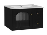 24" Bathroom Vanity Set Wall Mounted for Small Space, Bathroom Cabinet with Ceramic Sink, 2 Drawers N710P286704B