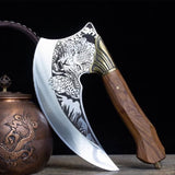 9-inch Pizza Cutter Axe with Leather Cover Viking Style Butcher Cleaver Knife,Mincing Meat Vegetable 39879822