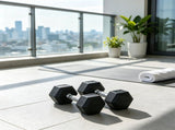 Hex Rubber Dumbbell Set No-Roll Hexagonal End Construction for Strength Training 74051487