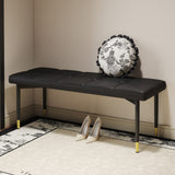 47*16 Inch Multifunctional Black Shoe Bench - Faux PU Cushion, Sturdy Metal Legs With Gold W1512P355040
