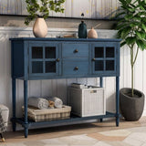 Sideboard Console Table with Bottom Shelf, Farmhouse Wood/Glass Buffet Storage Cabinet Living Room 49268147