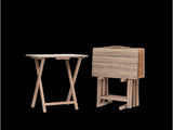 5-Piece Rubberwood Folding TV Tray Table Set of 4 with Storage Rack, Rustic Gray 64887984
